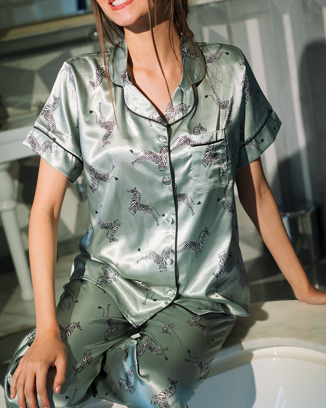 بيجاما حريمى ستان Women Classic Pajama Zebra