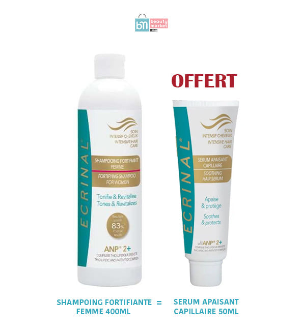 Ecrinal – Shampooing Femme Soin intensif cheveux à l’ANP2+ – 400 ml = Sérum apaisant offert 50ml OFFERT Cheveux