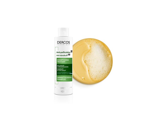 Vichy Dercos Shampooing traitant Antipelliculaire Cheveux Normaux à Gras – 200 ml = format voyage de 50 ml Cheveux