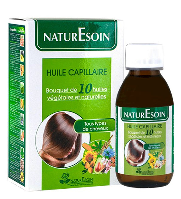NaturEsoin Huile Capillaire 10 Bain d’Huiles Végétales – 125 ml Cheveux