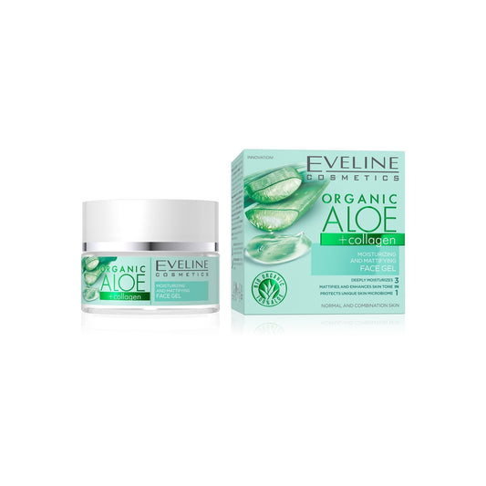 Eveline Organic Aloe+Collagen Moisturizing & Mattifying Face Gel 50ml [F]